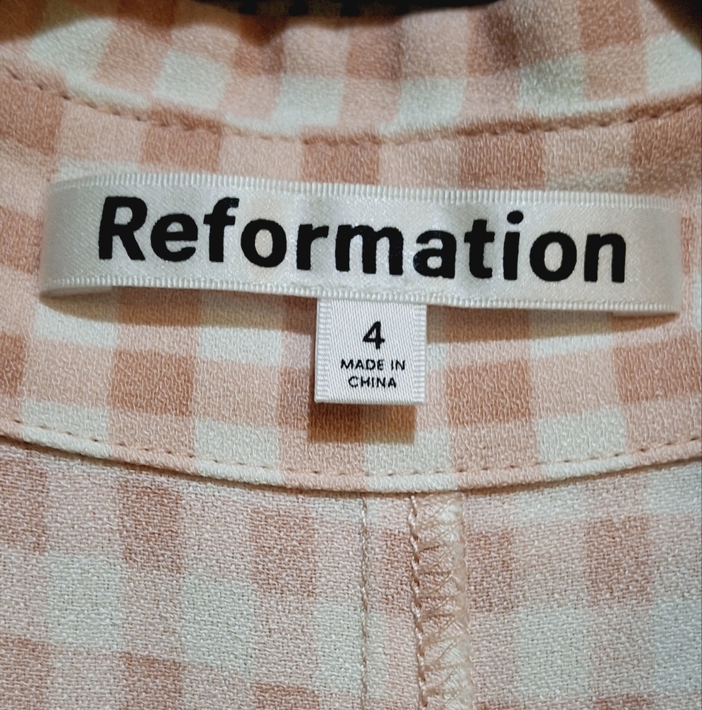 Reformation Wilma gingham dress in blush Pink size 4 NWT - Picture 7 of 10